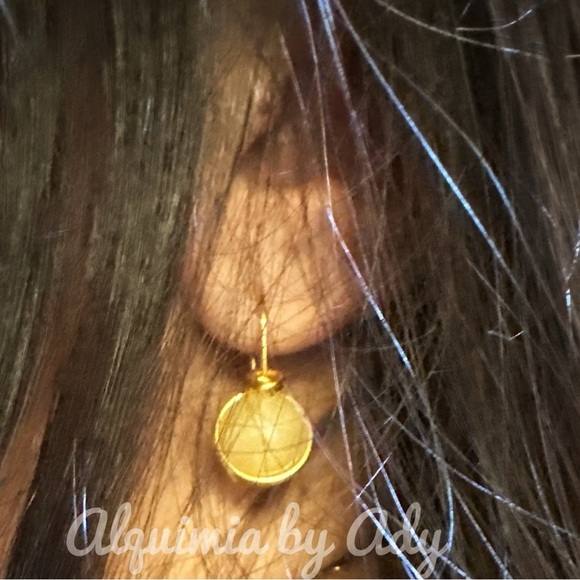 Citrine gold big spheres dangle drop handmade statement colorful earrings - Picture 1 of 5